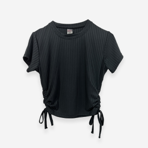 Rib Side Adjustable Dark Ash Color T-Shirt