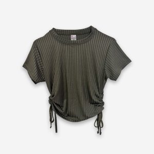 Rib Side Adjustable Dark Green T-Shirt