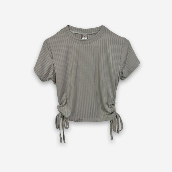 Rib Side Adjustable Ash Color T-Shirt