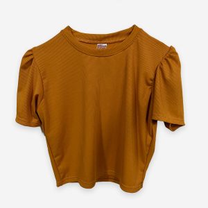 Round Neck Puff Sleeve Yellow color T shirt