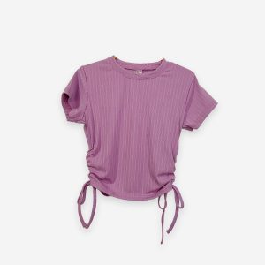 Rib Side Adjustable Light Purple Color T-Shirt