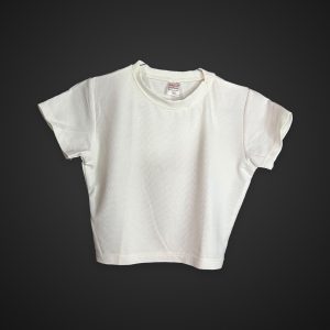 Rib White Color Crop Top