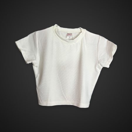 Rib White Color Crop Top