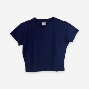 Rib Dark Blue Color Crop Top