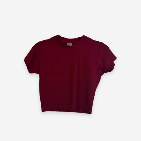 Rib Maroon Color Crop Top