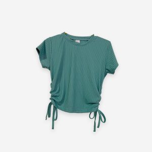 Rib Side Adjustable Light Green Color T-Shirt