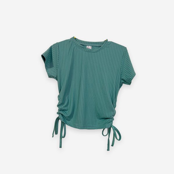 Rib Side Adjustable Light Green Color T-Shirt