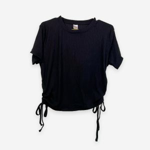 Rib Side Adjustable Black Color T-Shirt