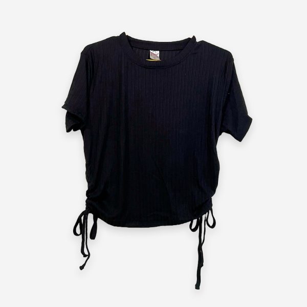 Rib Side Adjustable Black Color T-Shirt