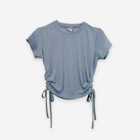 Rib Side Adjustable Light Blue Color T-Shirt