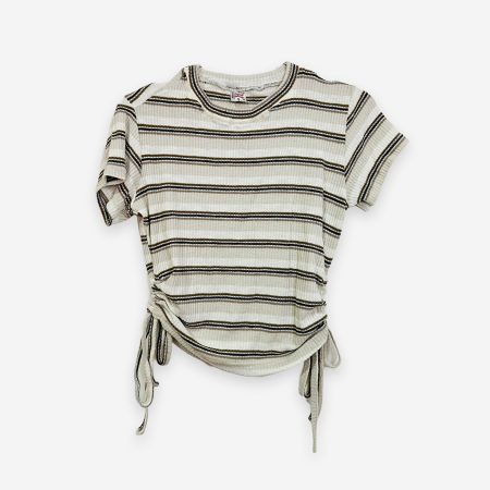 Rib Side Adjustable Cream and Black Color T-Shirt