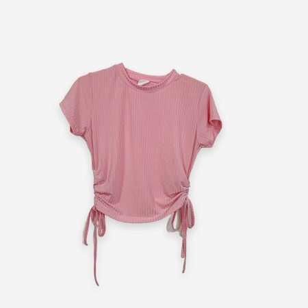 Rib Side Adjustable Light Pink Color T-Shirt