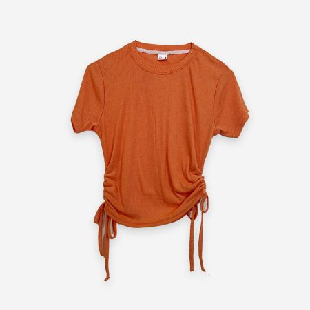 Rib Side Adjustable Orange Color T-Shirt