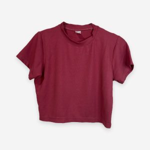 Rib Pink Color Crop Top