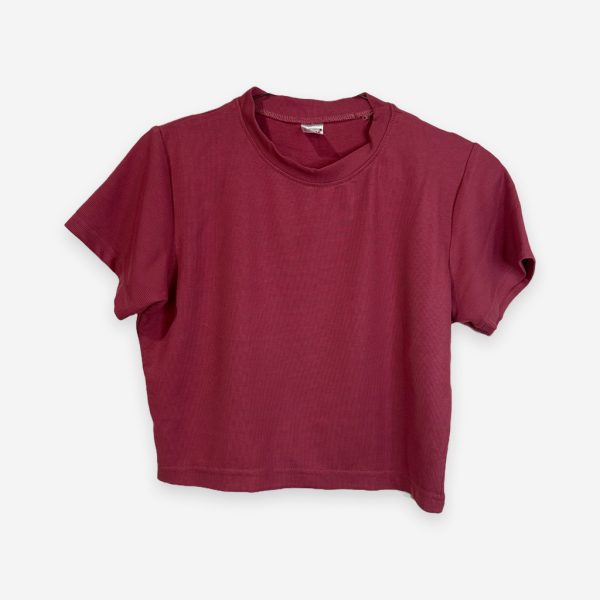 Rib Pink Color Crop Top