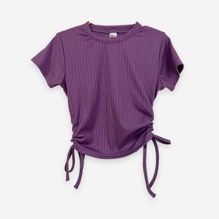 Rib Side Adjustable Dark Purple Color T-Shirt