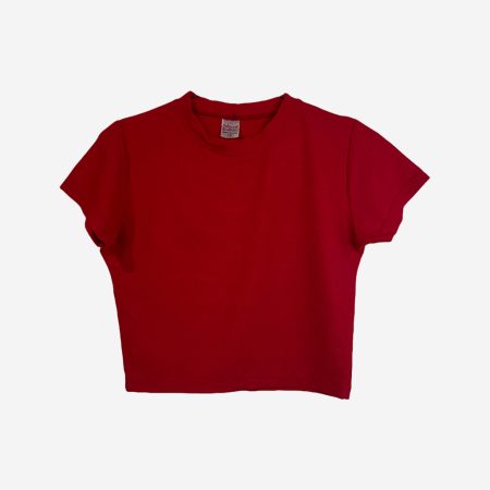 Rib Red Color Crop Top
