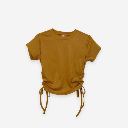 Rib Side Adjustable Yellow Color T-Shirt