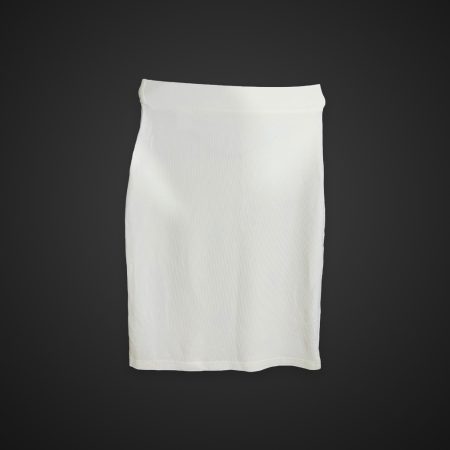 Rib Office Skirt White Color