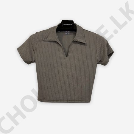 Rib Collar Light Ash T-shirt