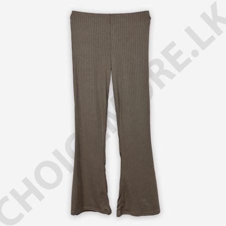 Rib Light Ash Color Bell Bottom Pant