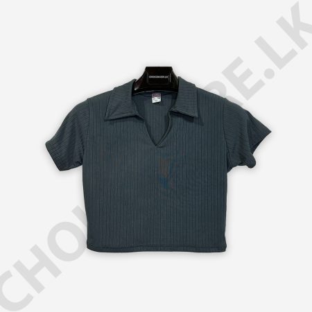 Rib Collar Dark Ash T-shirt