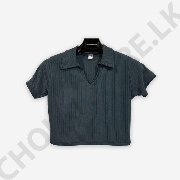 Rib Collar Dark Ash T-shirt