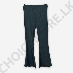 Rib Dark Ash Color Bell Bottom Pant