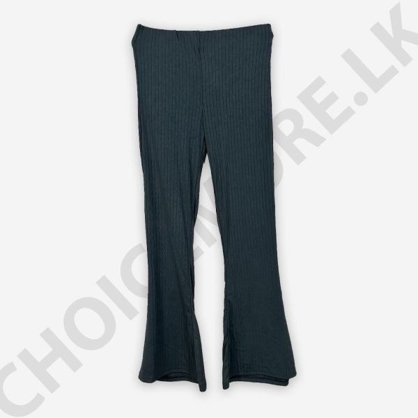 Rib Dark Ash Color Bell Bottom Pant