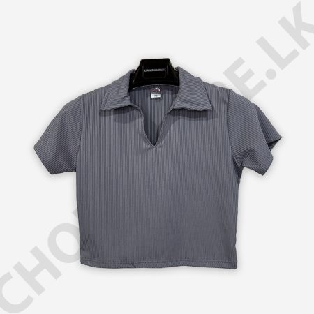 Rib Collar Gray T-shirt