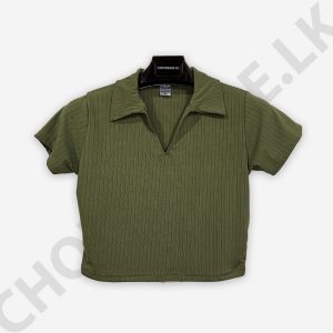 Rib Collar Green T-shirt