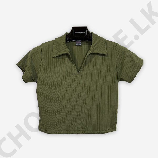 Rib Collar Green T-shirt