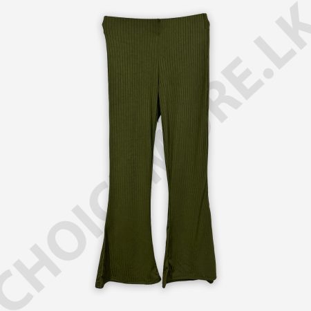 Home Page Rib Green Bell Bottom Pant