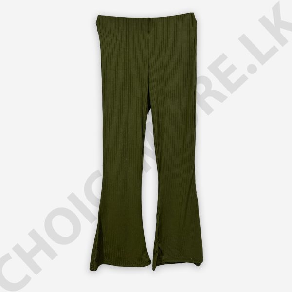 Rib Green Bell Bottom Pant