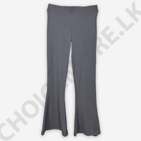 Rib Gray Bell Bottom Pant