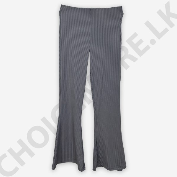 Rib Gray Bell Bottom Pant