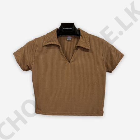 Rib Collar Brown T-shirt