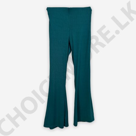 Rib Light Green Bell Bottom Pant