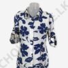 Long Sleeve Casual Lapel Button Shirt Dress White And Blue - Image 4