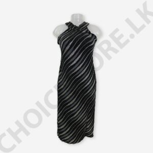 Halter Neck Midi Party Black Color Dress