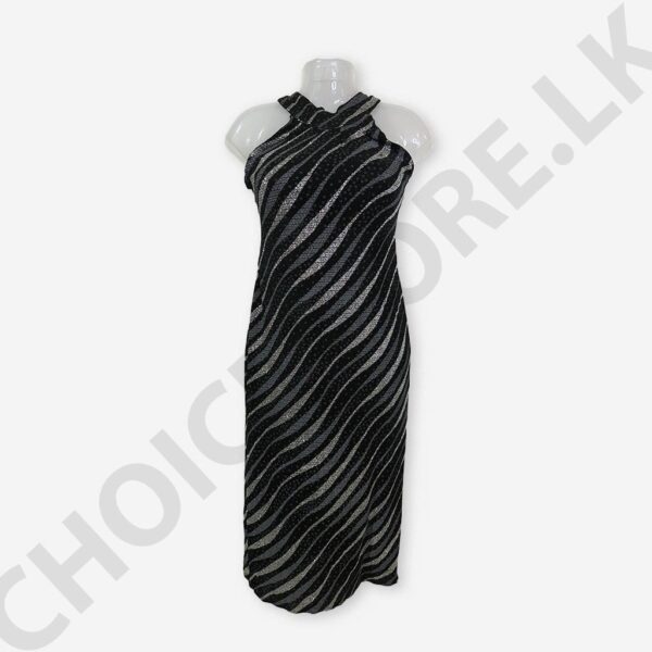 Halter Neck Midi Party Black Color Dress