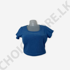 Square Neck Crop Top Peacock Blue Color