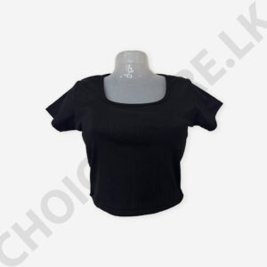 Square Neck Crop Top Black Color