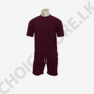 Men's Maroon Color T-Shirt and Short Set Two Pieces Outfits