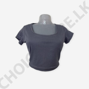 Square Neck Crop Top Light Gray Color