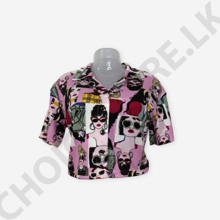 Button Front Printed Blouse