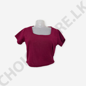 Square Neck Crop Top Maroon Color