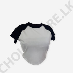 Raglan Sleeve Crop Top Black And White Color