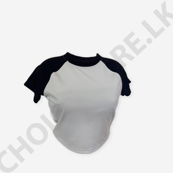 Raglan Sleeve Crop Top Black And White Color