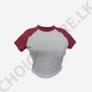 Raglan Sleeve Crop Top Pink And White Color